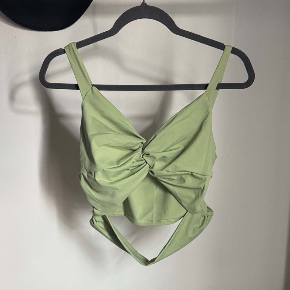 Green Twist Front Crop Top